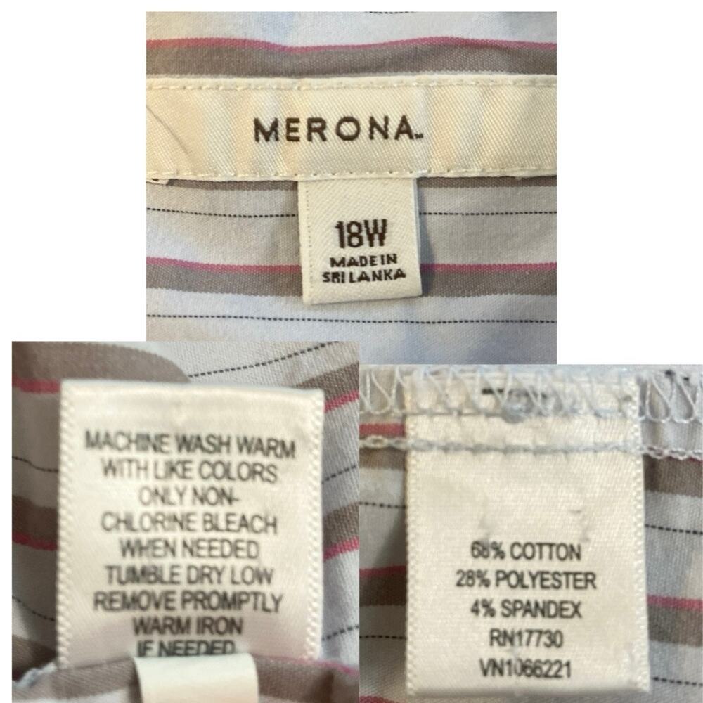 Merona Women's Striped 3/4 Sleeve Button-Up SZ 18W & Purple Sweater Vest SZ XXL - Picture 7 of 8